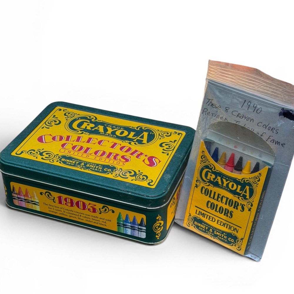 Crayola Collector Colors Tin 1991 Limited Edition 8 Retired Crayons Binney Smith